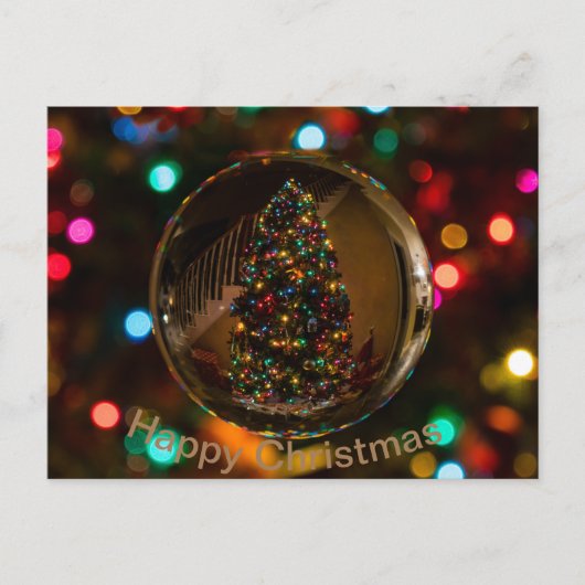 ハッピークリスマスマルーン色標準はがき シーズンポストカード (正面)