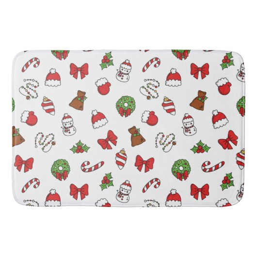 ハッピークリスマスメリークリスマスセーターフェスティバルホリデー バスマット (正面)