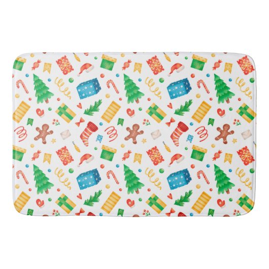 ハッピークリスマスメリークリスマスセーターフェスティバルホリデー バスマット (正面)