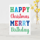 ハッピークリスマスメリー誕生日カラフルタイポグラフィ カード (黄色い花)