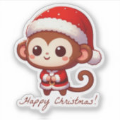 ハッピークリスマスモンキーおもしろい,モンキー シール (正面)