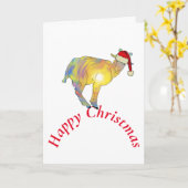 ハッピークリスマスヤギSanta カード (黄色い花)
