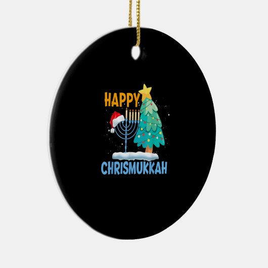 ハッピークリスマスユダヤ人クリスマスサンタハヌカー セラミックオーナメント (右)