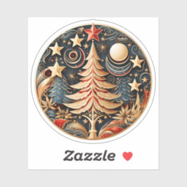 ハッピークリスマスラウンド素晴らしクリスマスツリーの装飾 シール