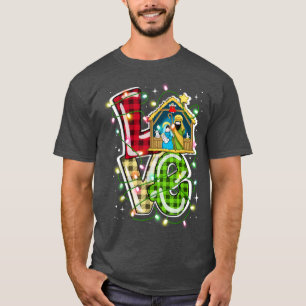ハッピークリスマスラブ出生ラウリーファーネルクリスマス Tシャツ