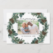 ハッピークリスマスリースラブピースジョイファミリー写真 シーズンカード (正面)