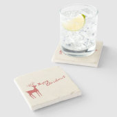 ハッピークリスマスレッドトナカイ ストーンコースター (横)