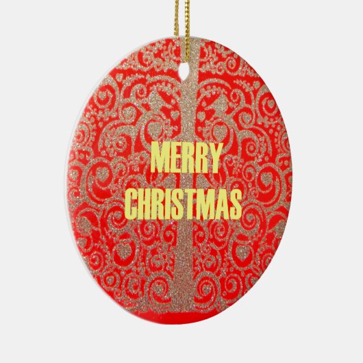 ハッピークリスマスレッド&金ゴールドコレクション セラミックオーナメント (右)