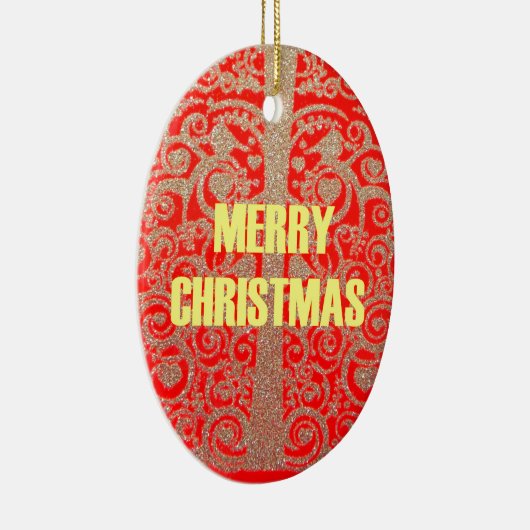 ハッピークリスマスレッド&金ゴールドコレクション セラミックオーナメント (右)