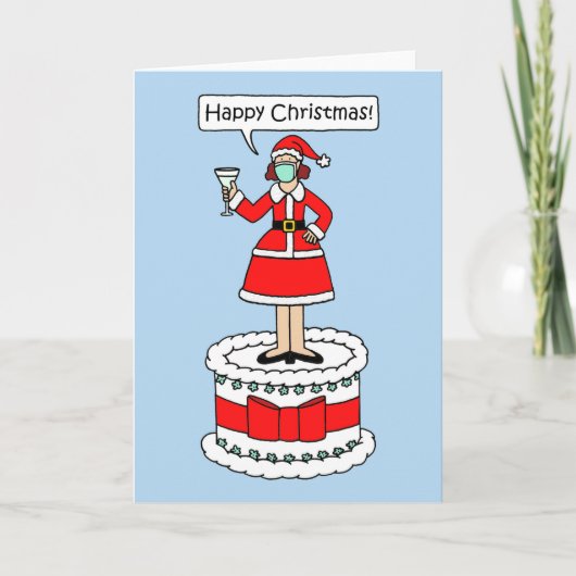 ハッピークリスマスレディと顔マスクケーキ カード (正面)