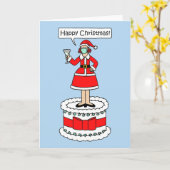 ハッピークリスマスレディと顔マスクケーキ カード (黄色い花)