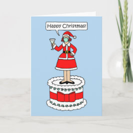 ハッピークリスマスレディと顔マスクケーキ カード