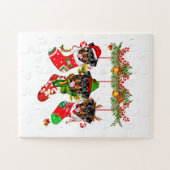 ハッピークリスマスロットワイラードッグクリスマスライトサンタ ジグソーパズル (横)