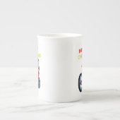 ハッピークリスマスヴィンテージサンタバイクもしくは自転車に乗る人レトロホリデー ボーンチャイナマグカップ (正面)