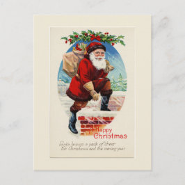 ハッピークリスマスヴィンテージサンタ葉書 シーズンポストカード