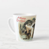ハッピークリスマスヴィンテージ猫ラテマグカップ カフェラテマグ (左アングル)