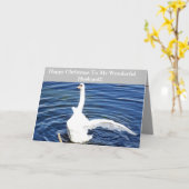 ハッピークリスマス夫スワン カード (黄色い花)