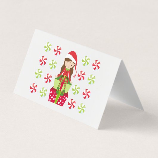 ハッピークリスマス小妖精や小人カスタマイズ可能な小さな休日 名刺 (裏面)