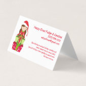 ハッピークリスマス小妖精や小人カスタマイズ可能な小さな休日 名刺 (正面)