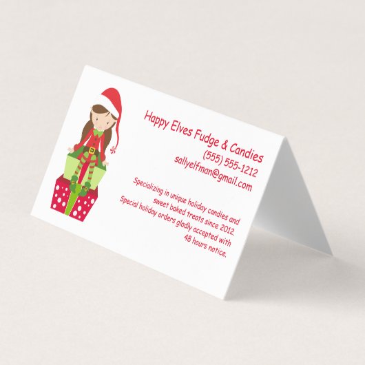 ハッピークリスマス小妖精や小人カスタマイズ可能な小さな休日 名刺 (正面)