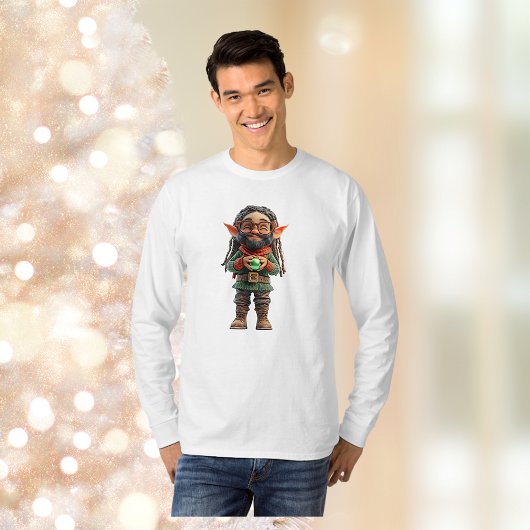 ハッピークリスマス小妖精や小人メンズティー Tシャツ