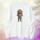 ハッピークリスマス小妖精や小人女子ティー Tシャツ