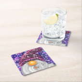 ハッピークリスマス格言インパープルハット紙コースター スクエアペーパーコースター (インサイチュ)