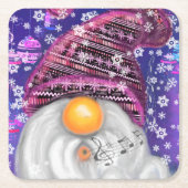 ハッピークリスマス格言インパープルハット紙コースター スクエアペーパーコースター (正面)