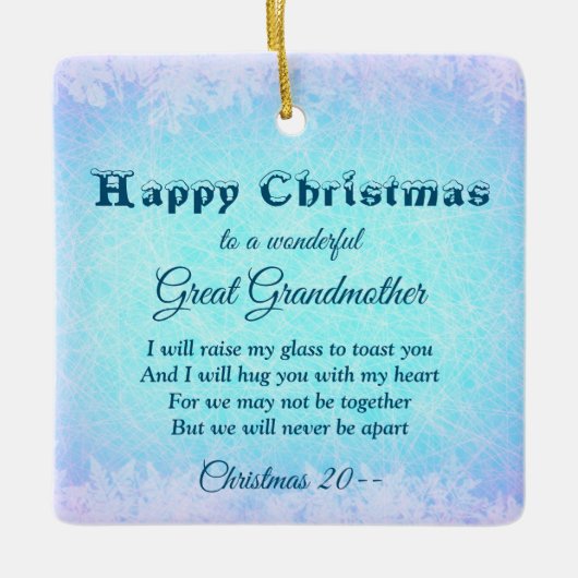 ハッピークリスマス素晴らしおばあちゃんセラミックオーナメント セラミックオーナメント (正面)