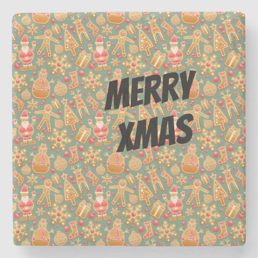 ハッピークリスマス記号 ストーンコースター (正面)