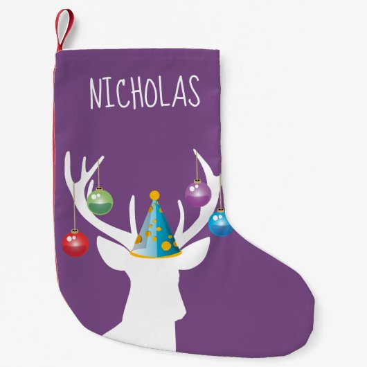 ハッピークリスマス誕生日ディアーストッキング スモールクリスマスストッキング (正面)