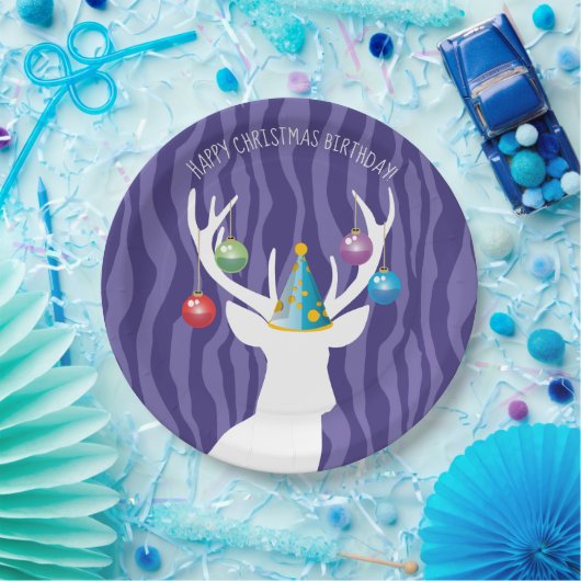 ハッピークリスマス誕生日ディアーパーティー ペーパープレート (パーティー)