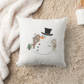 ハッピークリスマス雪だるまイラストレーション クッション (ブランケット)