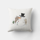 ハッピークリスマス雪だるまイラストレーション クッション (裏面)