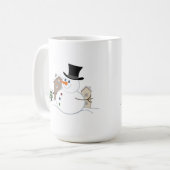 ハッピークリスマス雪だるまイラストレーション コーヒーマグカップ (正面左)