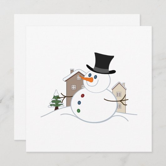 ハッピークリスマス雪だるまイラストレーション シーズンカード (正面/裏面)