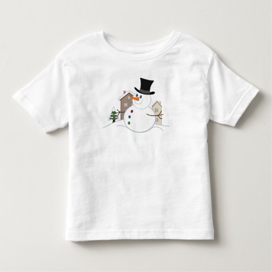 ハッピークリスマス雪だるまイラストレーション トドラーTシャツ (正面)