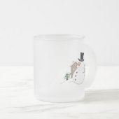 ハッピークリスマス雪だるまイラストレーション フロストグラスマグカップ (正面右)