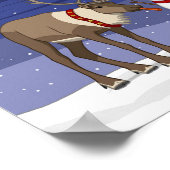 ハッピークリスマス雪だるま&かわいいトナカイ ポスター (角)