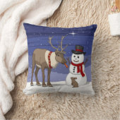 ハッピークリスマス雪だるま&カワイトトナカイ クッション (ブランケット)