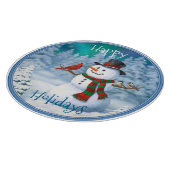 ハッピークリスマス雪だるま&バードウィンターシーン カッティングボード (角)