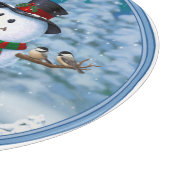 ハッピークリスマス雪だるま&バードウィンターシーン カッティングボード (角)
