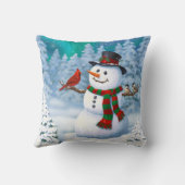 ハッピークリスマス雪だるま&バードウィンターシーン クッション (裏面)