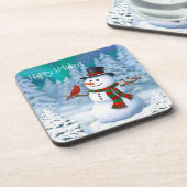 ハッピークリスマス雪だるま&バードウィンターシーン コースター (左側)