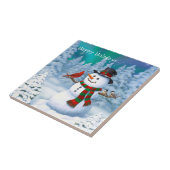 ハッピークリスマス雪だるま&バードウィンターシーン タイル (側面)