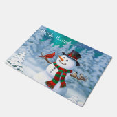 ハッピークリスマス雪だるま&バードウィンターシーン ドアマット (アングル)