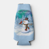 ハッピークリスマス雪だるま&バードウィンターシーン ボトルクーラー (正面)