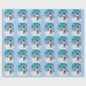 ハッピークリスマス雪だるま&バードウィンターシーン ラッピングペーパー (フラット)