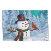 ハッピークリスマス雪だるま&バードウィンターシーン 枕カバー (裏面-右)