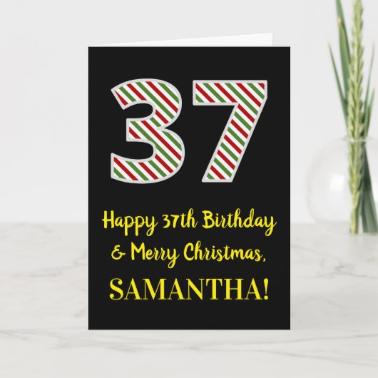 ハッピークリスマス37誕生日&メリークリスマス,名前をカスタムする カード (正面)
